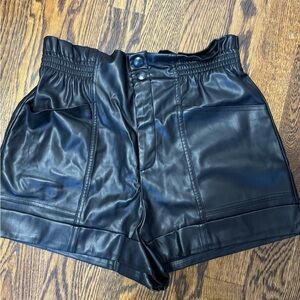 Zara Black Leather high waisted shorts